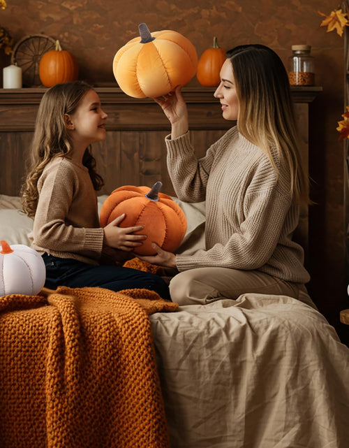 Load image into Gallery viewer, Yookeer 2 Pcs Velvet 3D Pumpkin Throw Pillows White 7''+11''
