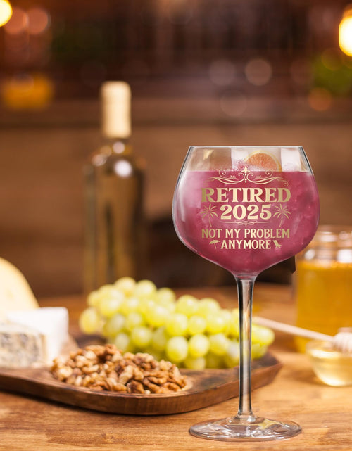 Load image into Gallery viewer, NewEleven 16oz Retired 2025 White Wine Glass Retirement Gift Woman Coworker

