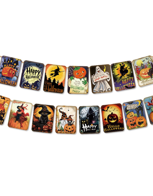 Load image into Gallery viewer, ICWJTGZ Vintage Halloween Banner 15 Pcs Retro Pumpkin Witch Paper Set A01
