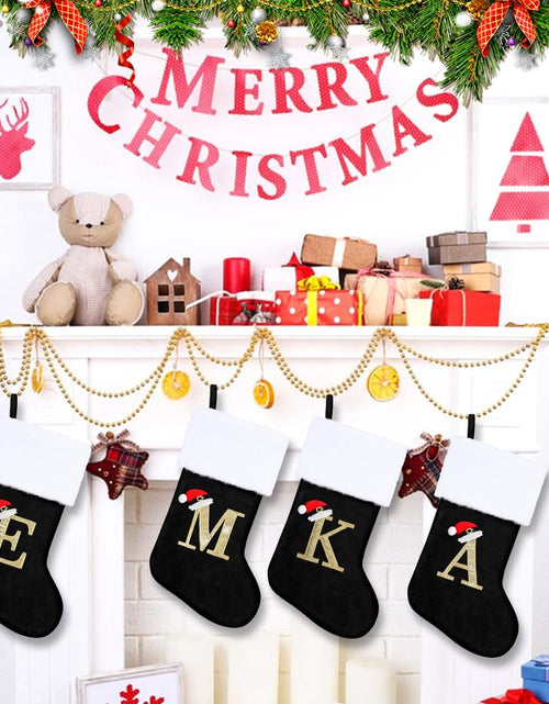 Load image into Gallery viewer, OLIKER 20in Monogram Christmas Stockings Red Velvet White Plush Cuffs Size M
