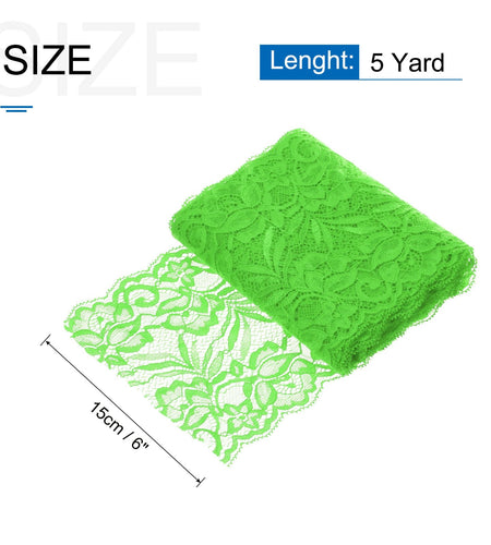 MECCANIXITY 6 Inch Lace Ribbon Floral Trim 5 Yard Green Sewing Craft Decor