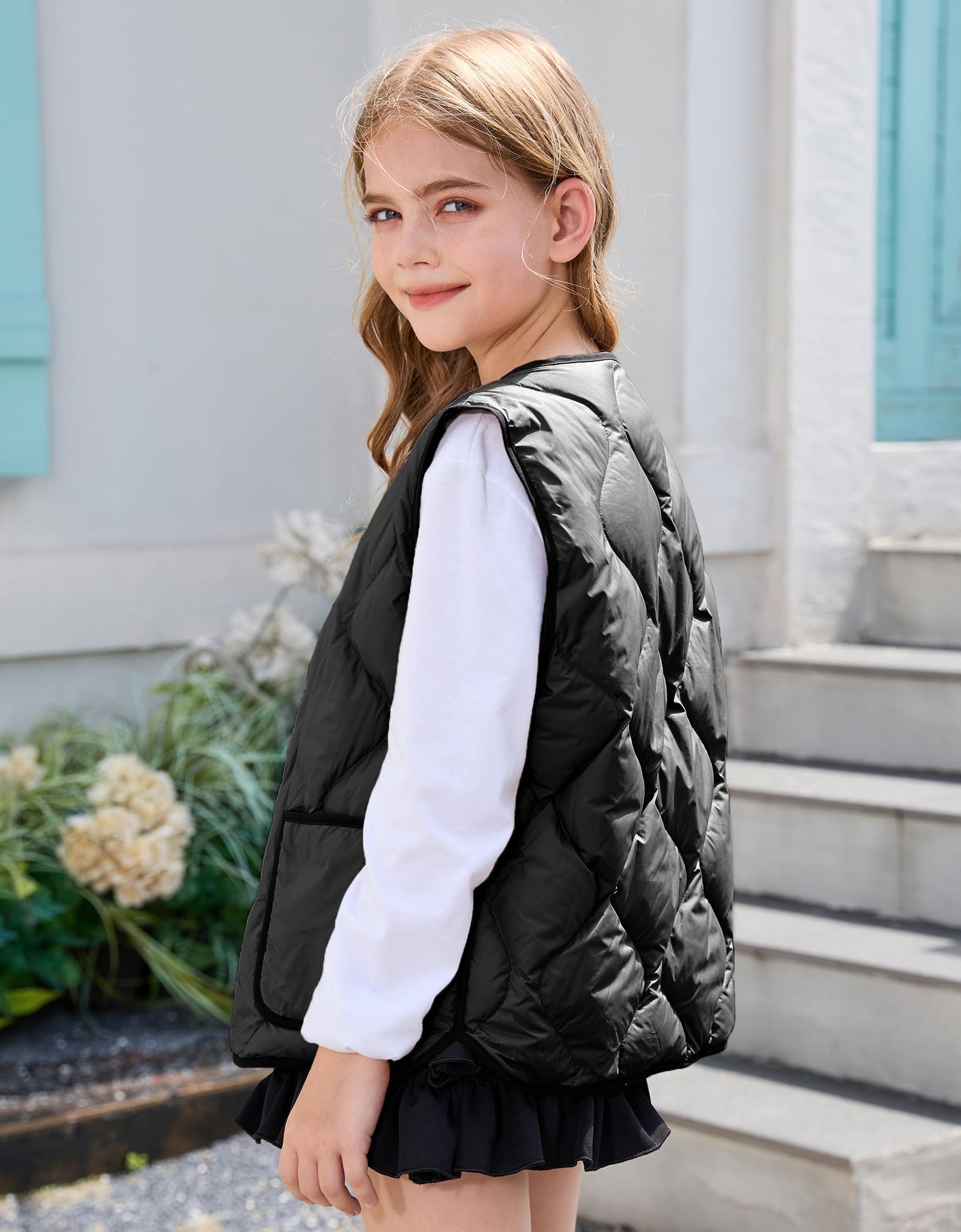 Balabala Kids Heated Puffer Vest Windproof Sleeveless Coat Black Size 13-14Y