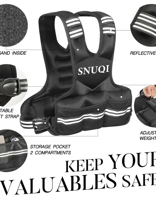 Load image into Gallery viewer, SNUQI Adjustable Weighted Vest with 6 Ironsand Weights Black Size 9-18 lb

