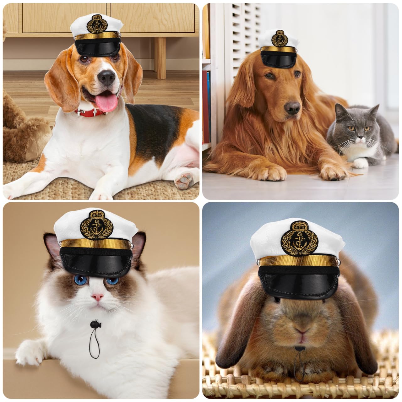 BESPORTBLE Small Dog Captain Sailor Hat Marine Admiral Costume Black