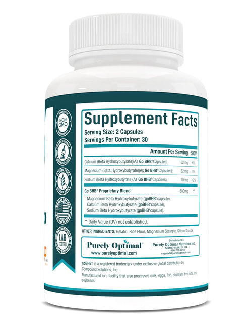 Load image into Gallery viewer, Purely Optimal Keto BHB Capsules Exogenous Ketones 120 Capsules Energy Focus
