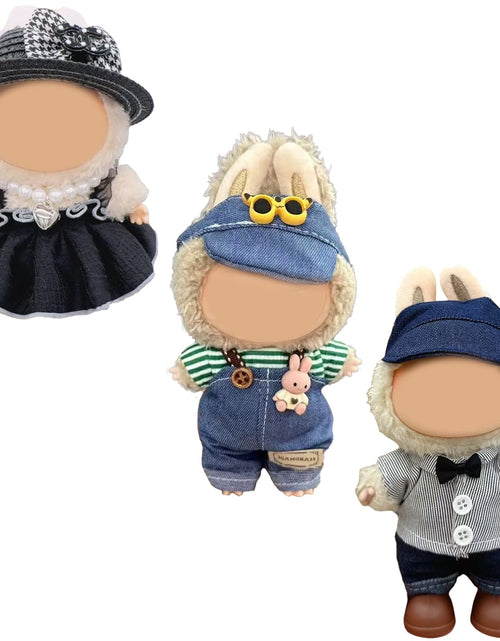Load image into Gallery viewer, FUEMEILY LABUBU Doll Clothes 3 Sets Handmade Adjustable Kawaii Outfits Size 17cm
