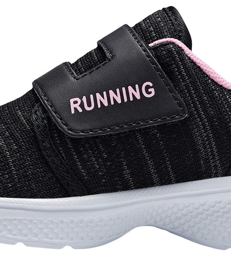 adituo Toddler Boys Girls Lightweight Athletic Sneakers Strap Black Pink Size 11