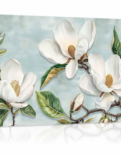 Load image into Gallery viewer, Prime Leader Vintage Framed Canvas Art White Magnolia Flower 12x18
