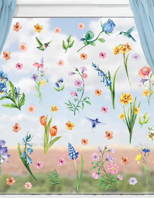 Load image into Gallery viewer, Aryroi Spring Flower Window Sticker Floral Decals Green 12.2x1.3 inch
