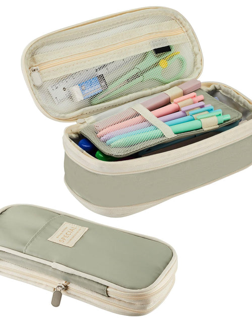 Load image into Gallery viewer, Sonuimy Large Capacity Pencil Case Pouch Zipper Organizer Green
