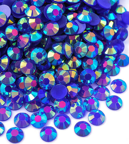 Blinginbox 1500pcs 5mm AB Resin Flatback Rhinestones Round Non-Hotfix Sapphire
