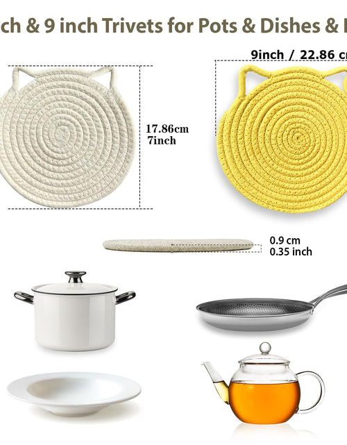 Load image into Gallery viewer, UKJENT Cotton Trivet Mats 4 Pcs Heat Resistant Pot Holders 7" &amp; 9" Multi Color
