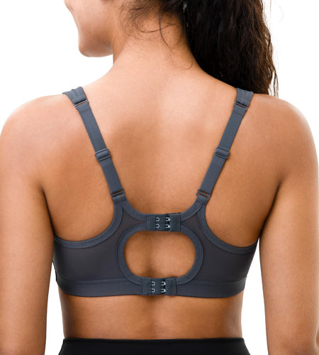 Luvrobes Women's Sports Bra Racerback Adjustable Straps Grey Size M