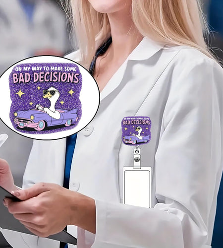 CHAONENG Funny Silly Goose Badge Reel Retractable Clip Medical Nurse Purple