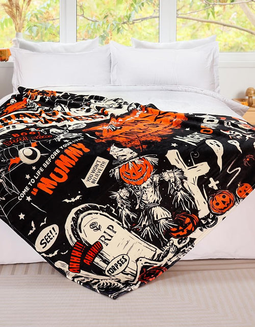 Load image into Gallery viewer, Tupmnbry Halloween Pumpkin Ghost Cat Throw Blanket Flannel 50x60
