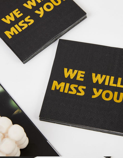 Load image into Gallery viewer, Sllyfo Retirement Party Napkins 5x5in 50PK Black Gold Farewell Decor
