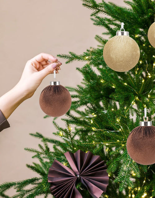 Load image into Gallery viewer, Xmastell 12 Pcs Velvet Christmas Ornaments Set Coffee Brown 3.15 Inch
