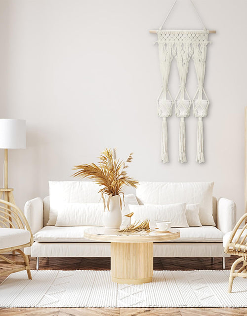 Load image into Gallery viewer, Briful Macrame Wall Hanging Shelf Cream-White with 3 Glass Vases Boho Decor

