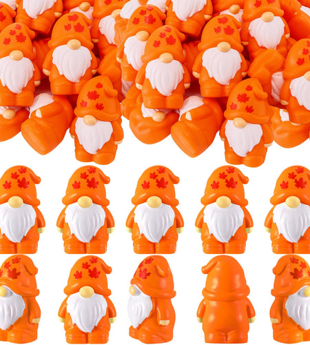 Yaomiao 50 Pcs Fall Thanksgiving Mini Resin Gnomes Orange Table Decor