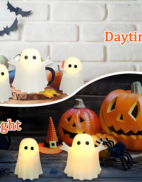 Load image into Gallery viewer, Nafhone Halloween Ghost Flameless LED Candles 4 Pack Real Wax White 8x7cm
