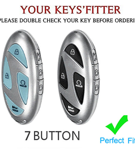 TAPAYICA Hyundai Key Fob Cover 7Buttons Black-Gold for Ioniq 6 Grandeur GN7 KONA