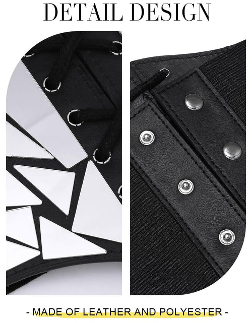Load image into Gallery viewer, Asooll Punk Black Leather Corset Belt Lace Up Sequin Waist Belt Size S
