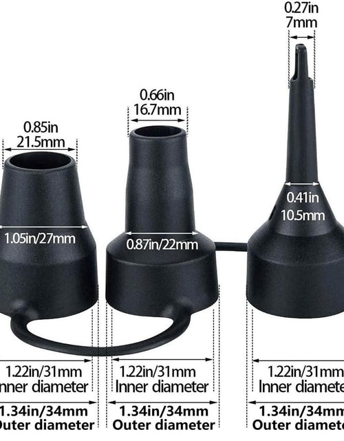 Load image into Gallery viewer, ZROSIN 5Pcs Black Electric Air Pump Replacement Nozzles 3 Sizes Plastic
