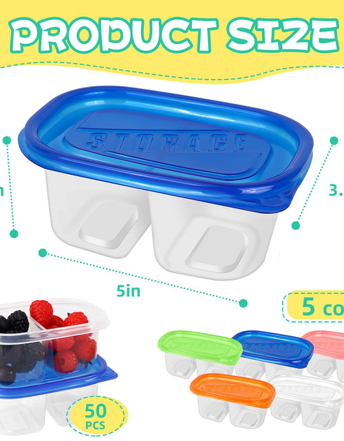 Load image into Gallery viewer, ISUSSER 50Pc Reusable Snack Pack Containers Double Compartment Clear Plastic
