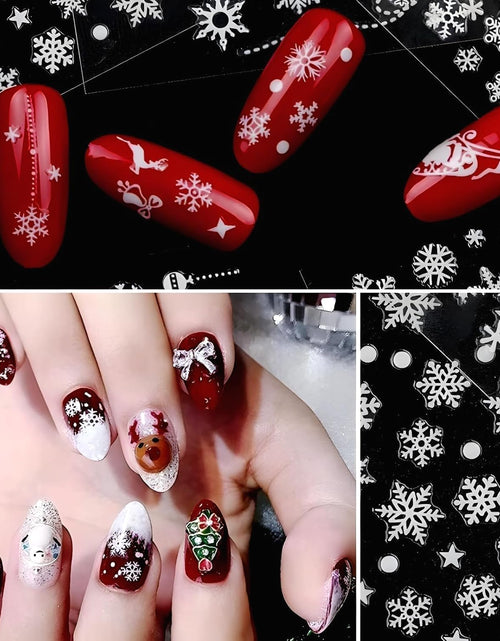 Load image into Gallery viewer, 12 Sheets Snowflake Nail Art Stickers 3D Self Adhesive Winter Nail Decals
