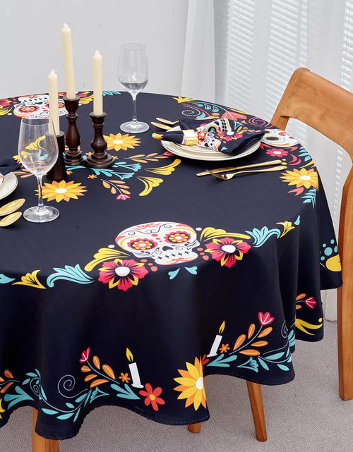 Load image into Gallery viewer, YiHomer Day of The Dead Table Runner Floral Skeleton Mask 14x72
