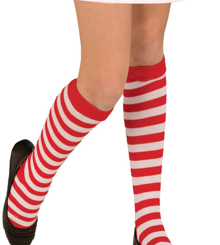 Rubies Striped Red White Costume Socks Kids Unisex One Size