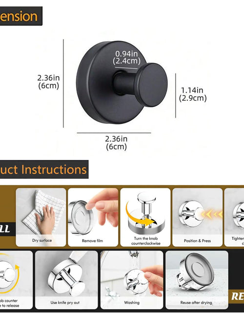 Load image into Gallery viewer, Homeshifters SUS 304 Stainless Steel Matte Black Suction Cup Hooks 2 Pc
