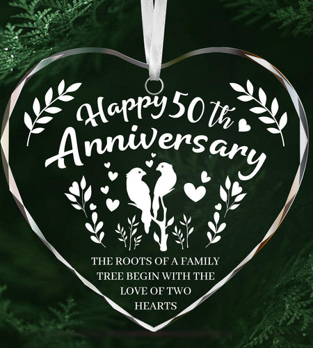 Vorruil Baby First 50th Anniversary Gift Heart Glass Tree Decoration