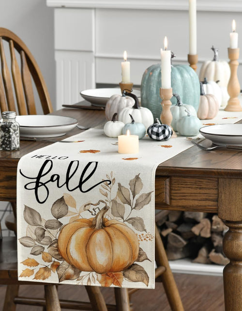 Load image into Gallery viewer, Artoid Mode Pumpkins Eucalyptus Table Runner 13x36 Inch Beige 210 GSM
