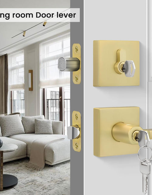 Load image into Gallery viewer, Goldenwarm Gold Dummy Door Handles Brushed Brass Levers 3 Pack
