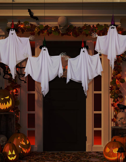 Load image into Gallery viewer, Threan 4-Piece Hanging Ghost Decorations 28-35" White Halloween Decor
