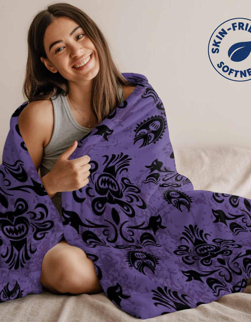 Load image into Gallery viewer, Zadaling Haunted House Halloween Throw Blanket Fleece Cozy 40x50 Purple Black
