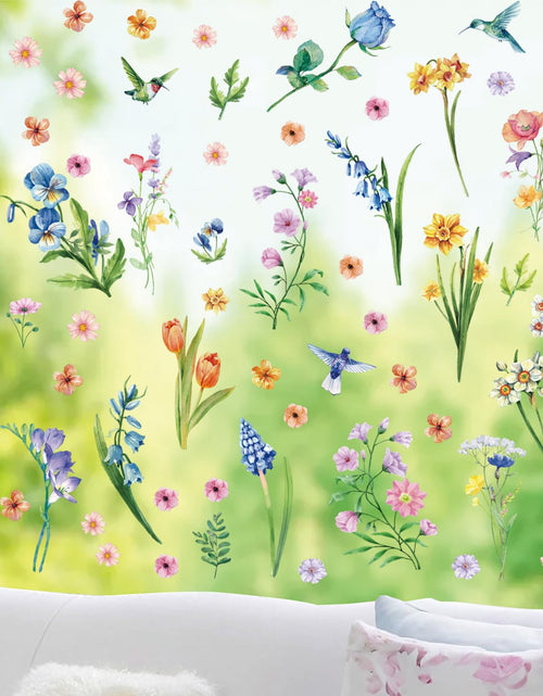 Load image into Gallery viewer, Aryroi Spring Flower Window Sticker Floral Decals Green 12.2x1.3 inch
