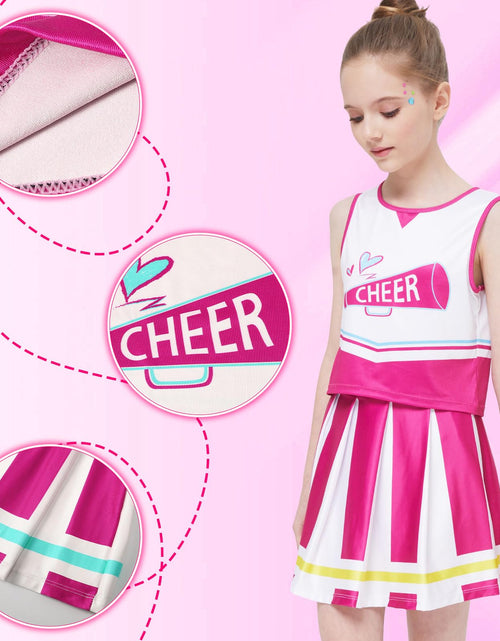 Load image into Gallery viewer, PARTTELY Girls Cheerleader Outfit Uniform Hot Pink Size 6-7T
