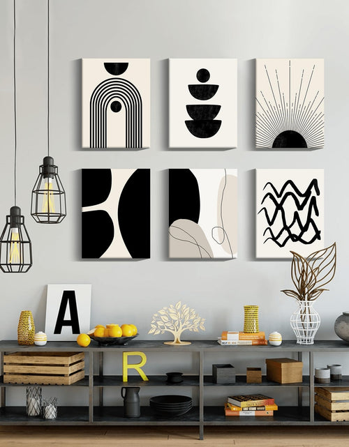 Load image into Gallery viewer, Drsoum Abstract Boho Geometric Framed Wall Art 12x16in Black Brown Beige
