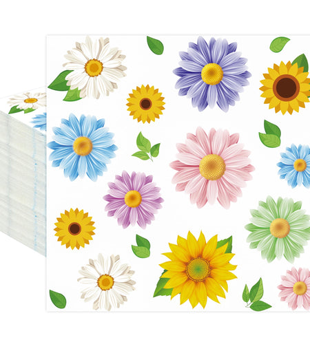 Maniaacer 100 PCS Spring Floral Cocktail Napkins 3-Ply Colorful Paper