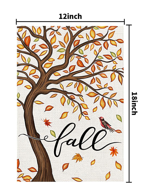 Load image into Gallery viewer, Decorhua Fall Garden Flag Burlap 12x18 Inch Double Sided Thanksgiving Maple Leaf
