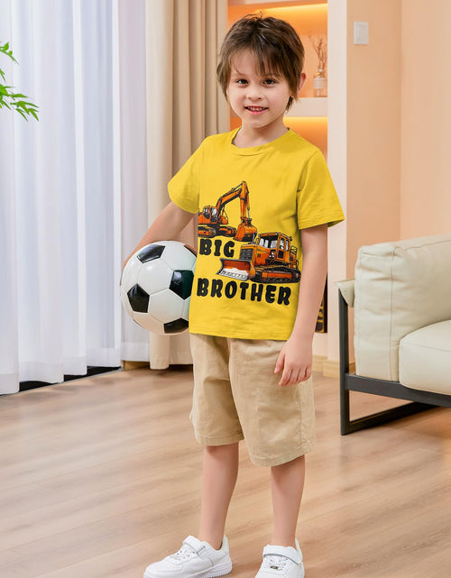 Load image into Gallery viewer, Funnycokid Big Brother Bulldozers Excavator Toddler Shirt Yellow Size 2-3T
