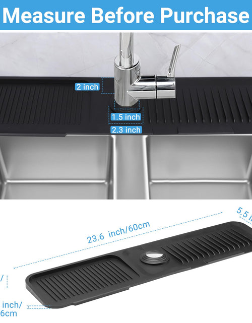Load image into Gallery viewer, AIZOE Silicone Sink Splash Guard Faucet Mat 23.6in Black Kitchen Bathroom
