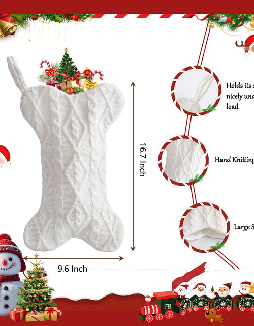 Load image into Gallery viewer, Mayler Yee Dog Christmas Stocking White Knit Bone Shape 16.7x9.6 Inch
