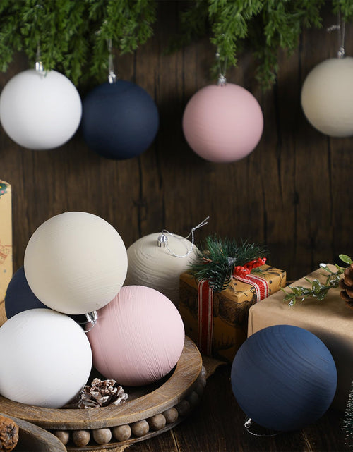Load image into Gallery viewer, MiniInflat 12 Pc 4Inch Neutral Textured Christmas Ball Ornaments Cream Blue Pink
