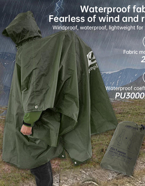 Load image into Gallery viewer, 3 - in - 1 Waterproof Rain Poncho for Outdoor Use: Motorcycle, Camping, Hiking &amp; Travel
