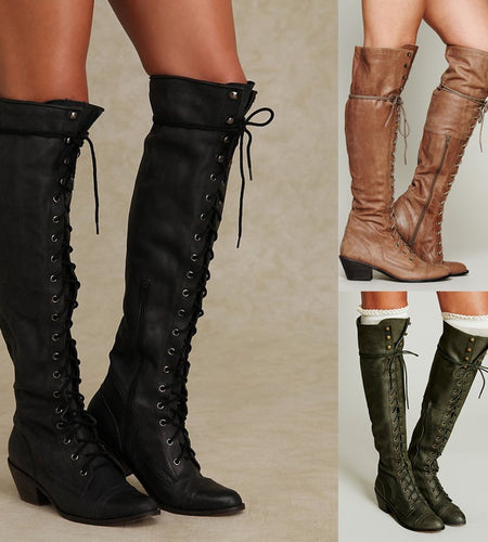 Women’s Over-the-Knee Boots – Round Toe Stylish Tall Winter Boots