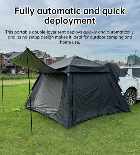 Outdoor Automatic Portable Tent – Fake Double-Layer, Quick Open & No-Setup for Camping, Beach, Car Tail