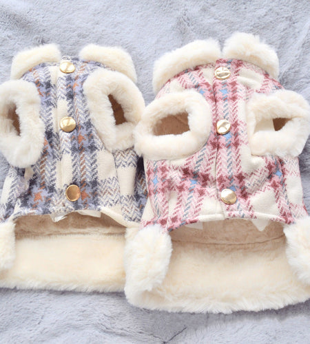 Dog clothing with warmth and plush that can be pulled vest teddy bear small dog cat pet clothing